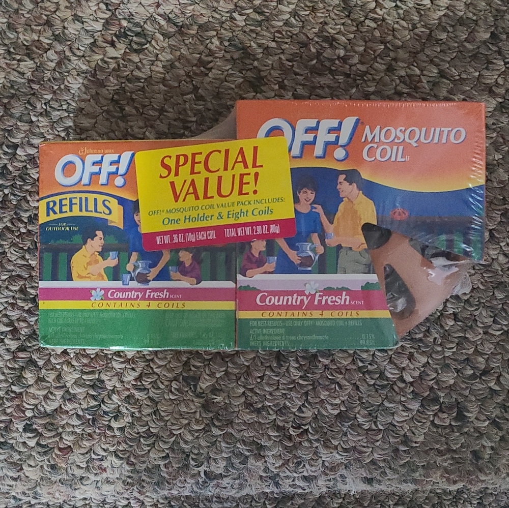 Vintage OFF! Mosquito Coil Terra Cotta Clay Pot 8 Refills Country Fresh Scent